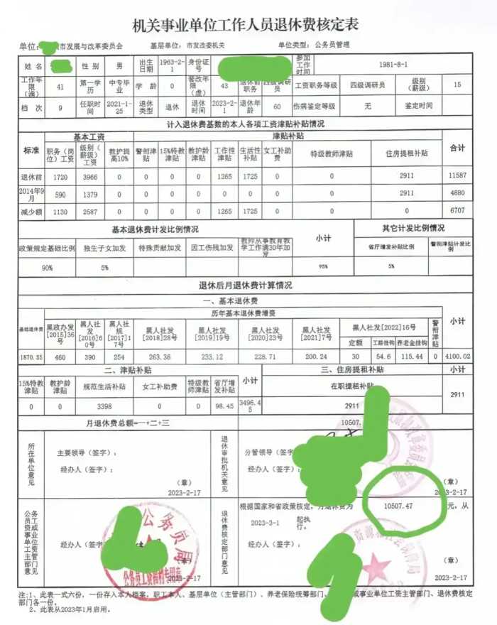 实例解析：副处级公务员，四级调研员，工龄41年，养老金有多少